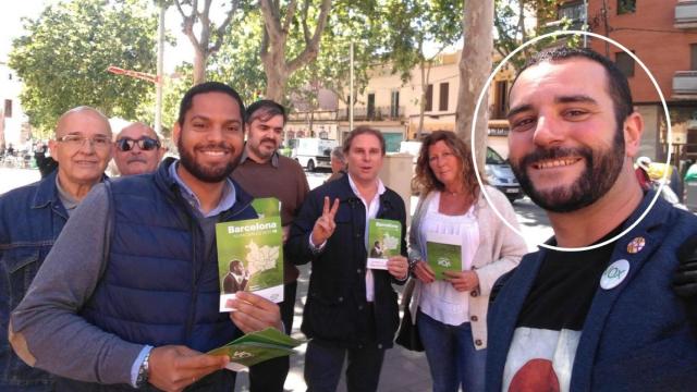 Jordi de la Fuente, en un círculo, junto a otros miembros de Vox Cataluña.