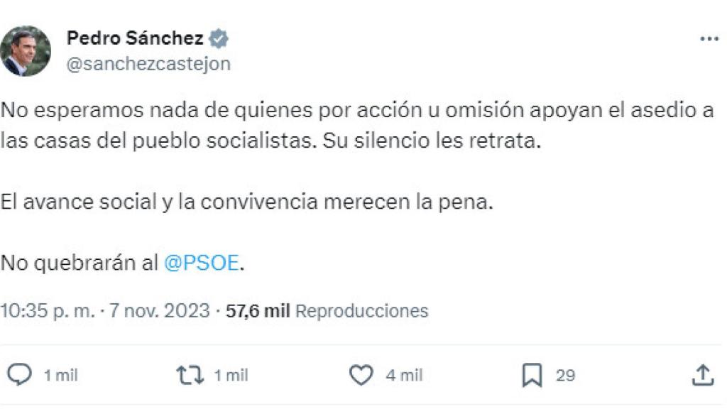 Tuit de Pedro Sánchez