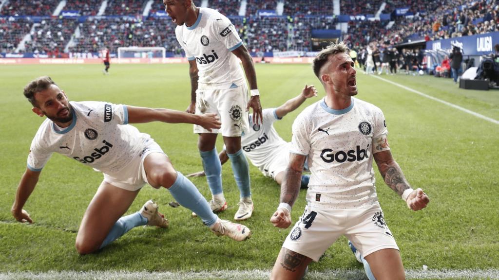 Portu celebra un gol en El Sadar ante Osasuna.