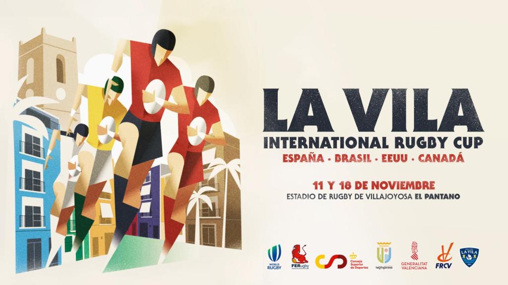 El cartel de la copa internacional de rugby.