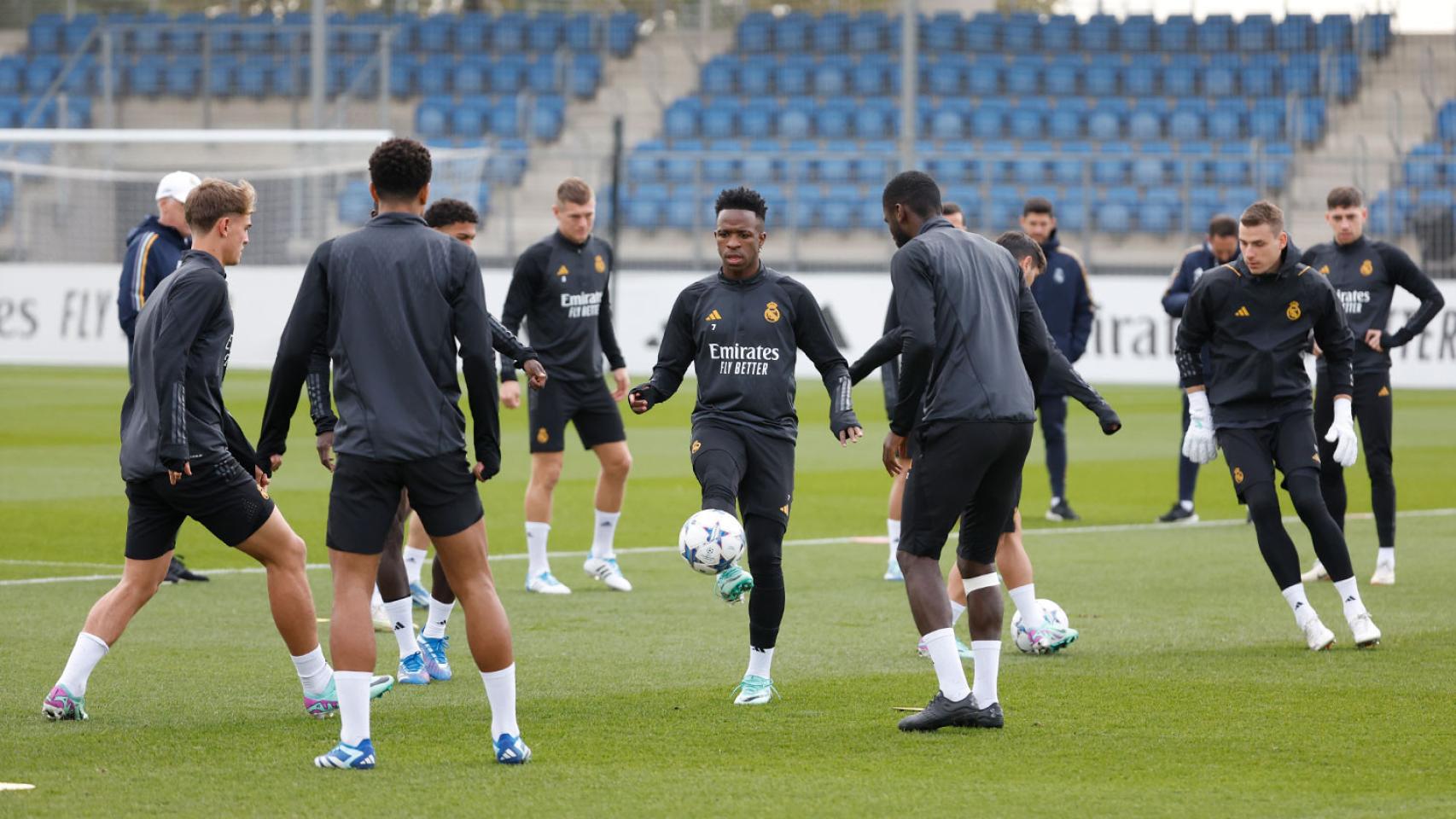 Vinicius, durante el entrenamiento del Real Madrid