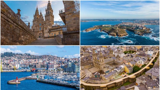 Vistas de Santiago de Compostela, A Coruña, Vigo y Lugo