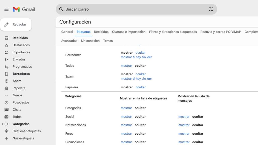 Administrador de etiquetas de Gmail