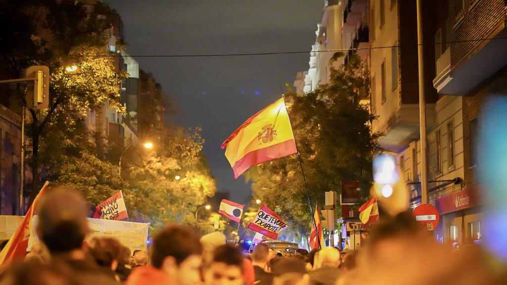 Manifestación en Ferraz contra la amnistía este miércoles, 8 de noviembre.
