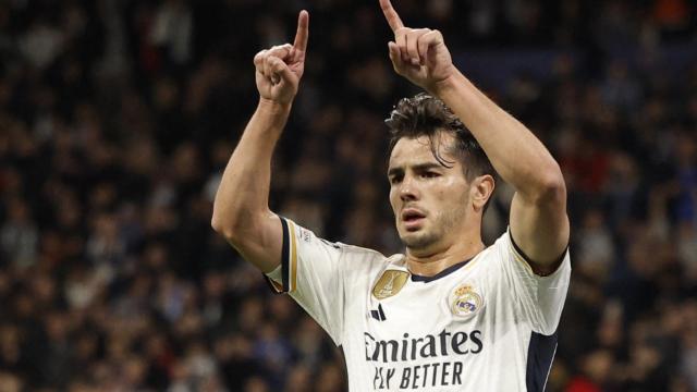 Brahim celebra su gol ante el Braga en Champions.