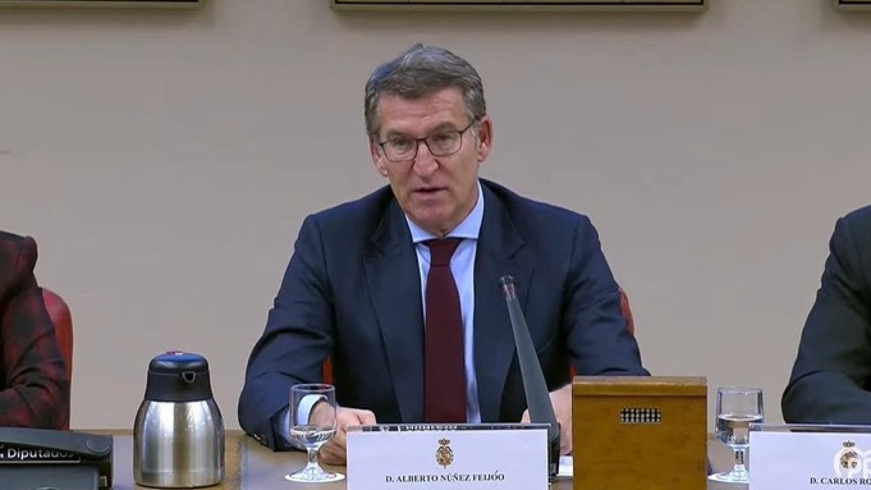 Alberto Núñez Feijóo, este miércoles en el Congreso.