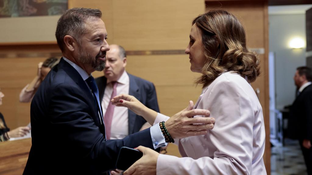 El líder municipal de Vox en Valencia, Juanma Badenas, y la alcaldesa de la ciudad, María José Catalá (PP). EE