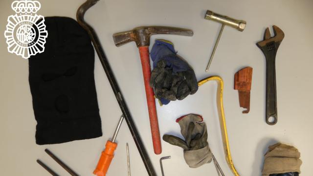 Herramientas intervenidas por la Policía Nacional a los ladrones