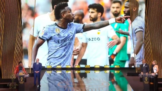 Vinicius en la gala del Balón de Oro y la imagen de los incidentes en Mestalla
