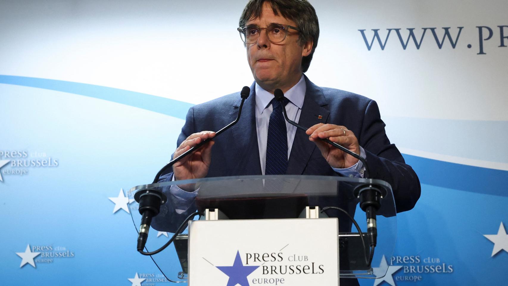 Carles Puigdemont, durante la rueda de prensa de este jueves en Bruselas