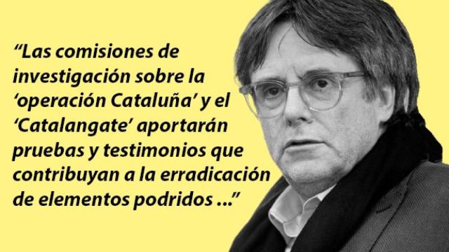 Intervención del expresidente catalán Carles Puigdemont este jueves en Bruselas./