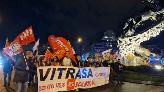 Trabajadores de Vitrasa en una manifestación.