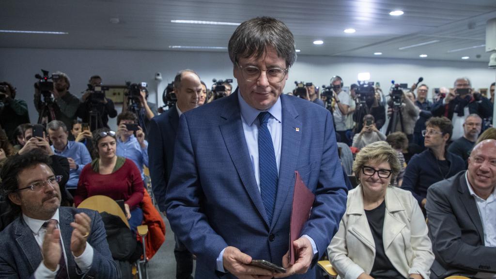 El expresidente de la Generalitat y eurodiputado de Junts, Carles Puigdemont, este jueves en Bruselas.