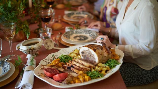 Un capón relleno de Dehesa 'El Milagro' ya servido.