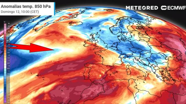 La llegada de aire más frío que dará lugar al cambio de tiempo. Meteored.