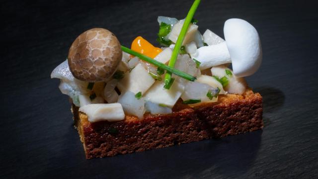 Bocadillo otoñal de setas de cardo.