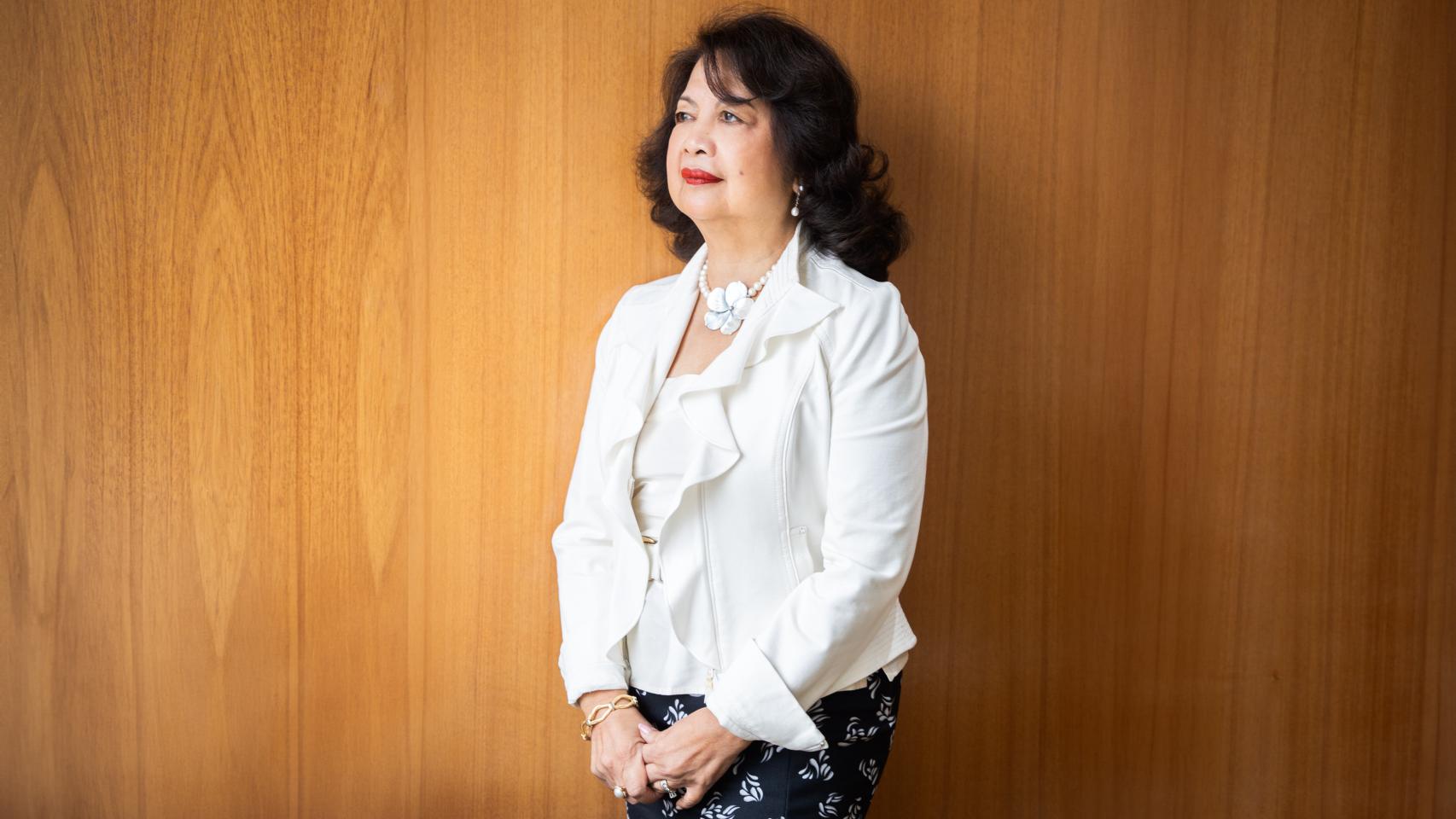 Irene Natividad, durante su visita a Madrid, ciudad que será sede del Global Summit of Women 2024.