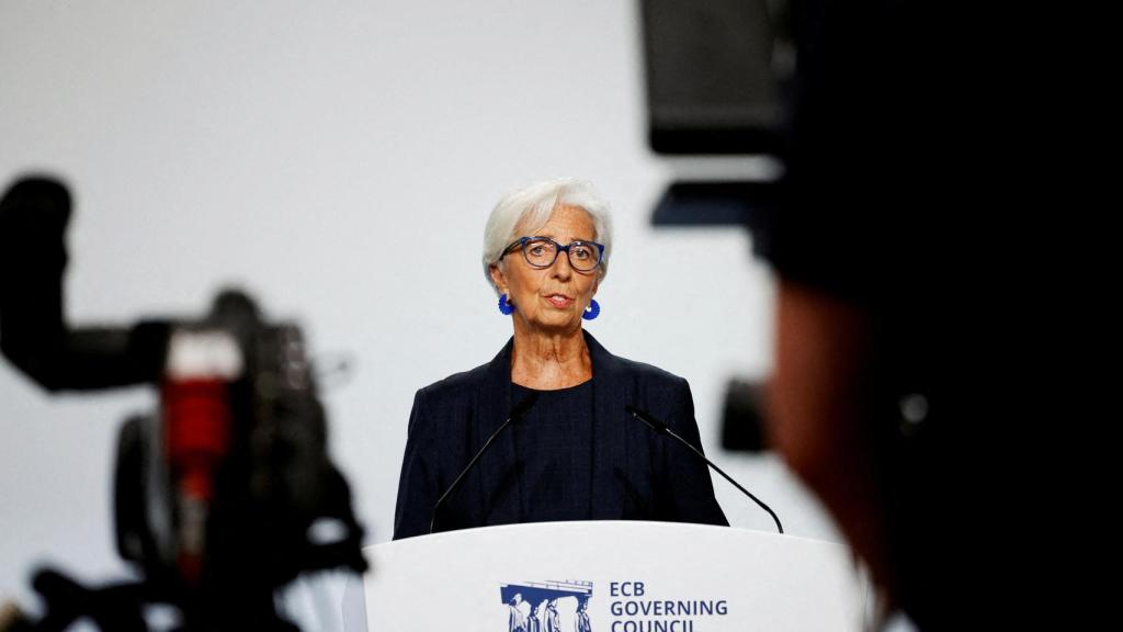 La presidenta del BCE, Christine Lagarde, durante una rueda de prensa.