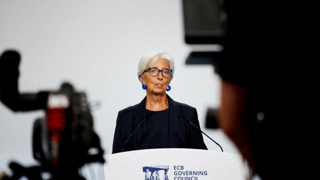 La presidenta del BCE, Christine Lagarde, durante una rueda de prensa.