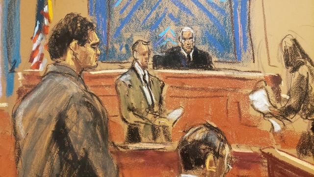 Ilustración del juicio contra el fundador de FTX, Sam Bankman-Fried.