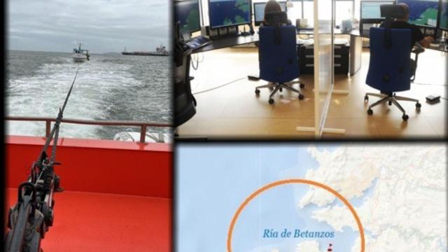 Remolcado un pesquero a Sada (A Coruña) tras engancharse un cabo en la hélice en Lorbé