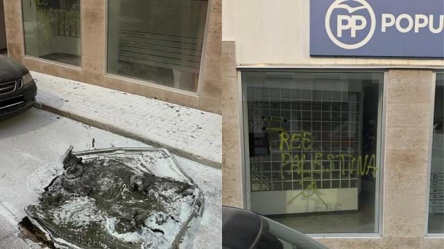 La sede del PP de la localidad de La Vall d'Uixó (Castellón) este sábado. EE