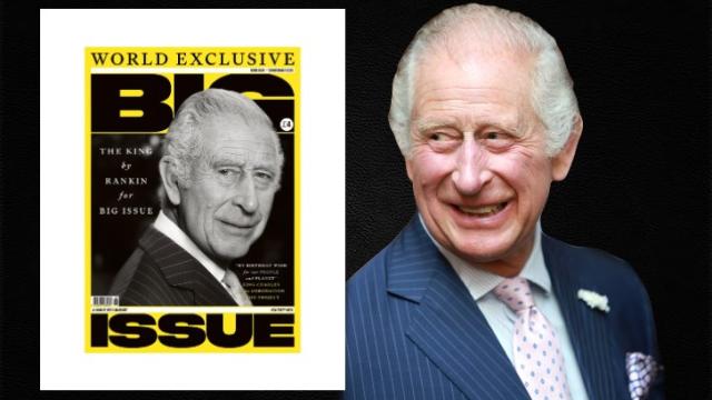 Montaje de EL ESPAÑOL de Carlos III y la portada de 'Big Issue'.