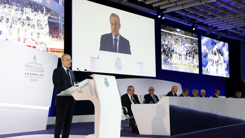 Florentino Pérez en la Asamblea General de Socios 2023 del Real Madrid