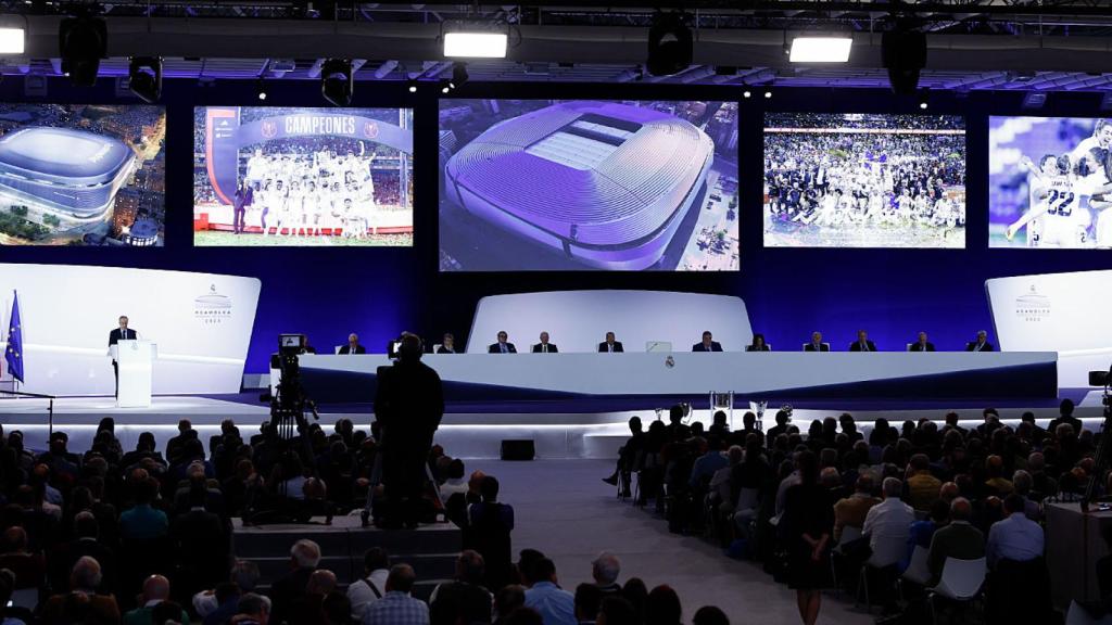 Florentino Pérez en la Asamblea General de Socios 2023 del Real Madrid