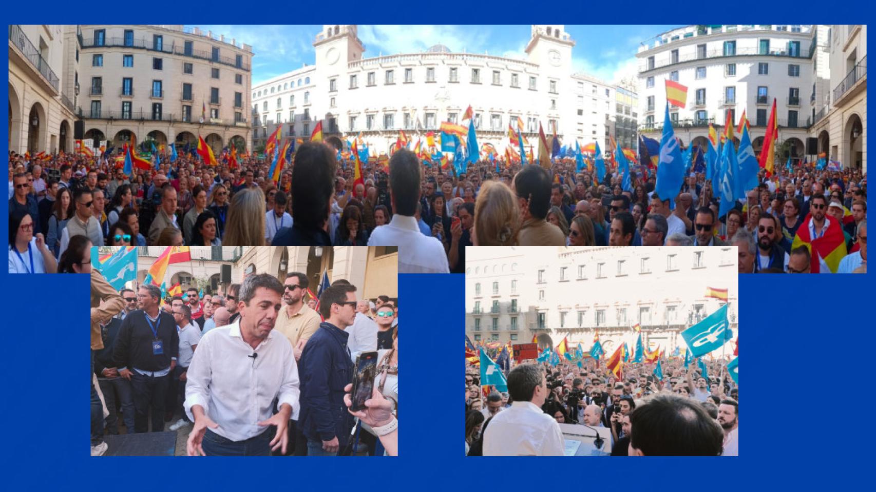 La plaza del Ayuntamiento de Alicante durante la concentración contra la amnistía.