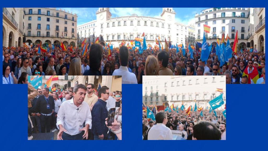 La plaza del Ayuntamiento de Alicante durante la concentración contra la amnistía.