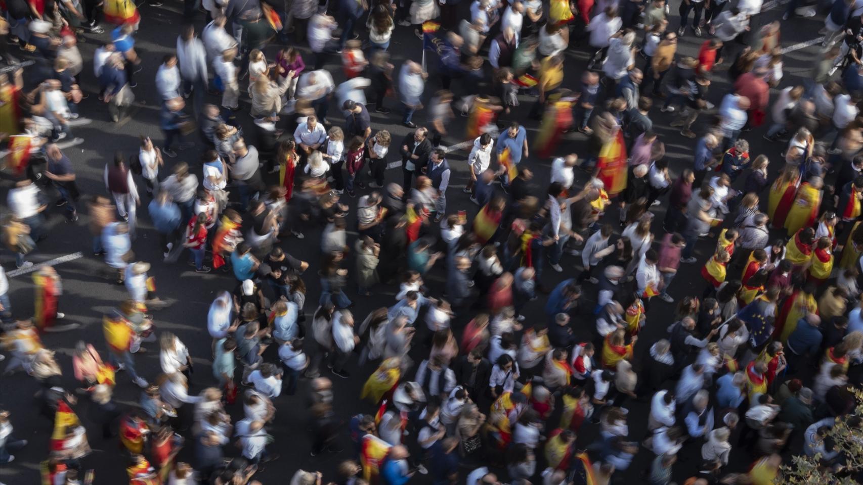 Imagen de la manifestación convocada por el PP este domingo en Valencia
