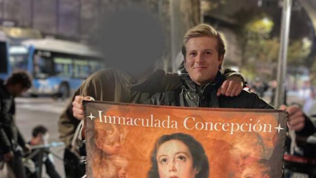 Jorge de la Rosa Degrelle, en una protesta en Ferraz.