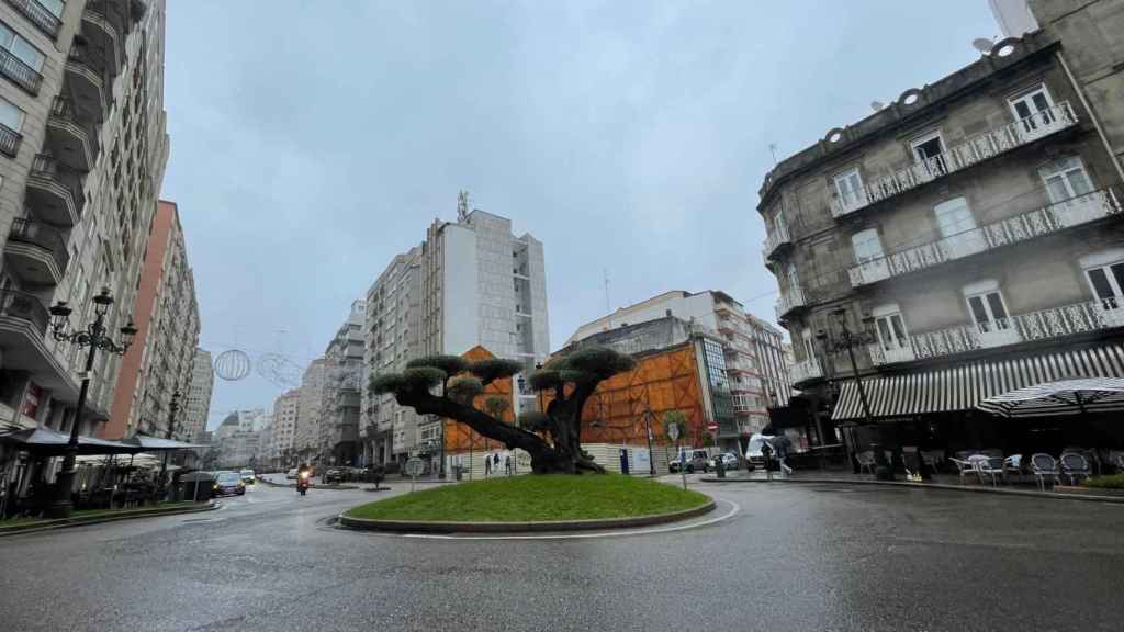 Un día de lluvia en Vigo, una imagen no prevista hoy.