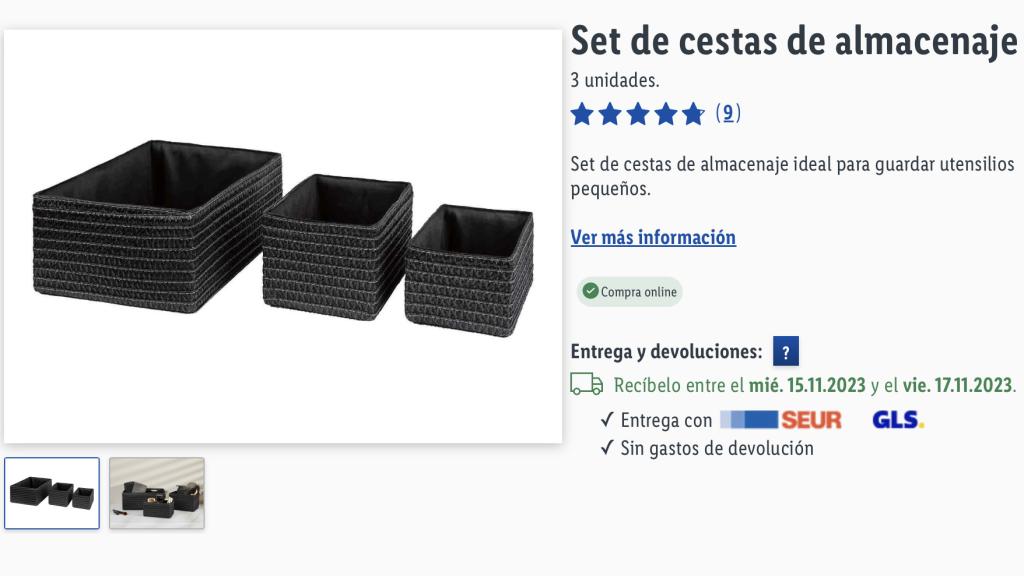 Set de cestas de almacenaje.