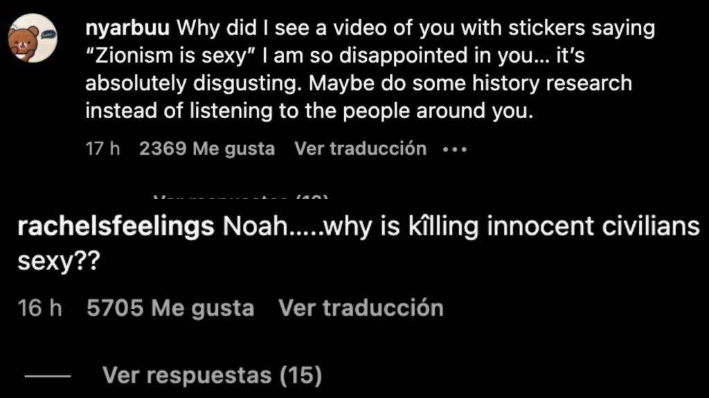Dos de las respuestas con mayor número de 'me gusta' en la última publicación del actor.