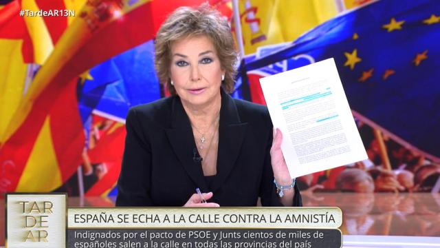 Ana Rosa Quintana vuelve a la política en 'TardeAR' por las protestas contra la amnistía: Es un auténtico clamor