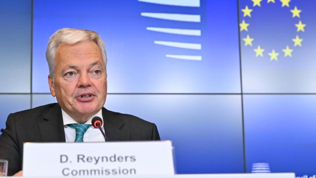El comisario de Justicia, Didier Reynders, en una rueda de prensa