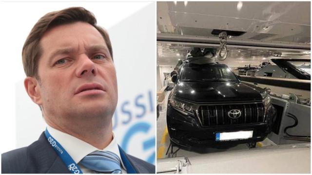 El magnate ruso Alexei Mordashov y algunas de sus pertenencias siendo enviadas de vuelta a Rusia.