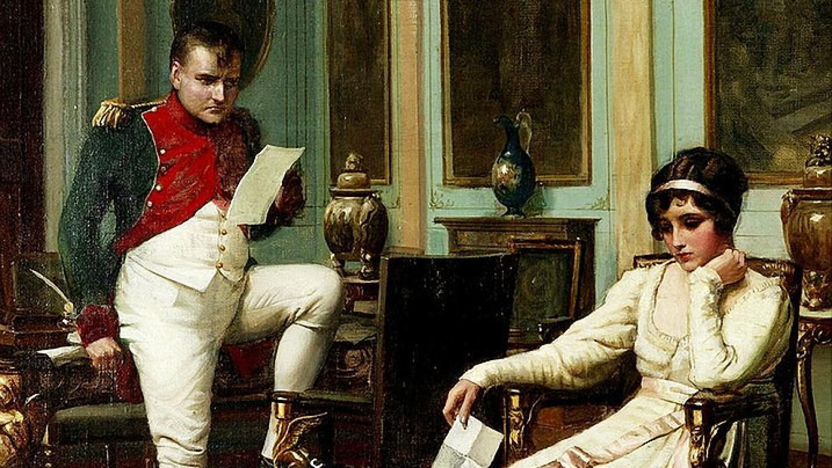 Napoleón y Josefina según un cuadro de Harold H. Piffard.