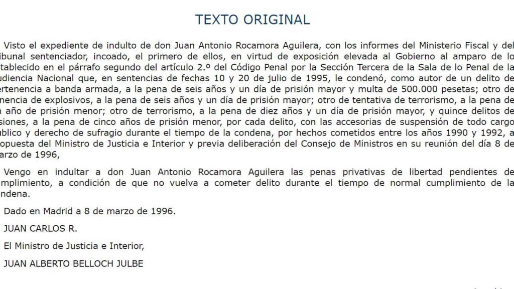 Uno de los indultos de un terrorista de Terra Lliure acordado por el Gobierno socialista de González./