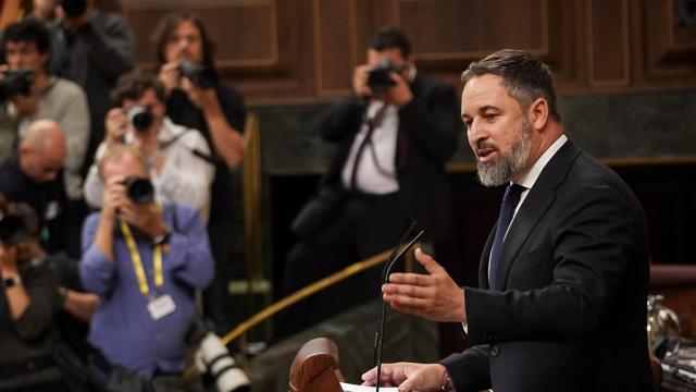El presidente de Vox, Santiago Abascal, este miércoles en el Senado.
