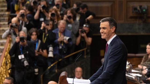 Pedro Sánchez, durante la sesión de investidura.