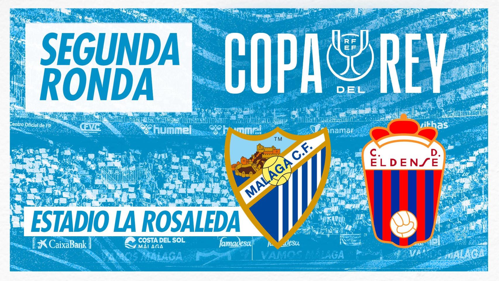 Málaga vs. Eldense en la segunda ronda de la Copa del Rey.