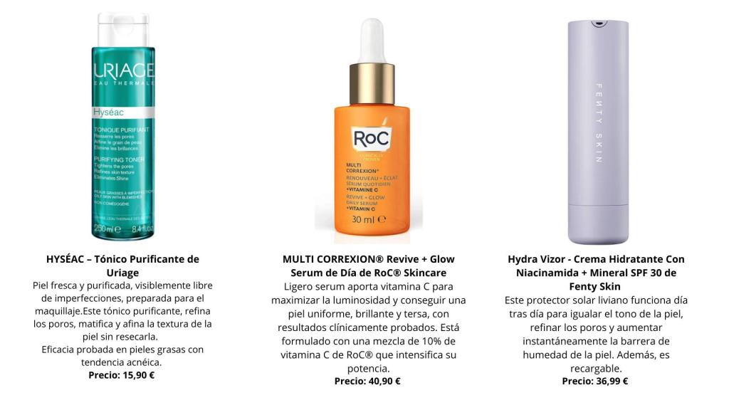 Productos para preparar la piel