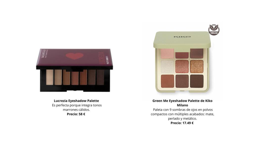 Paletas de sombras en tonos cálidos