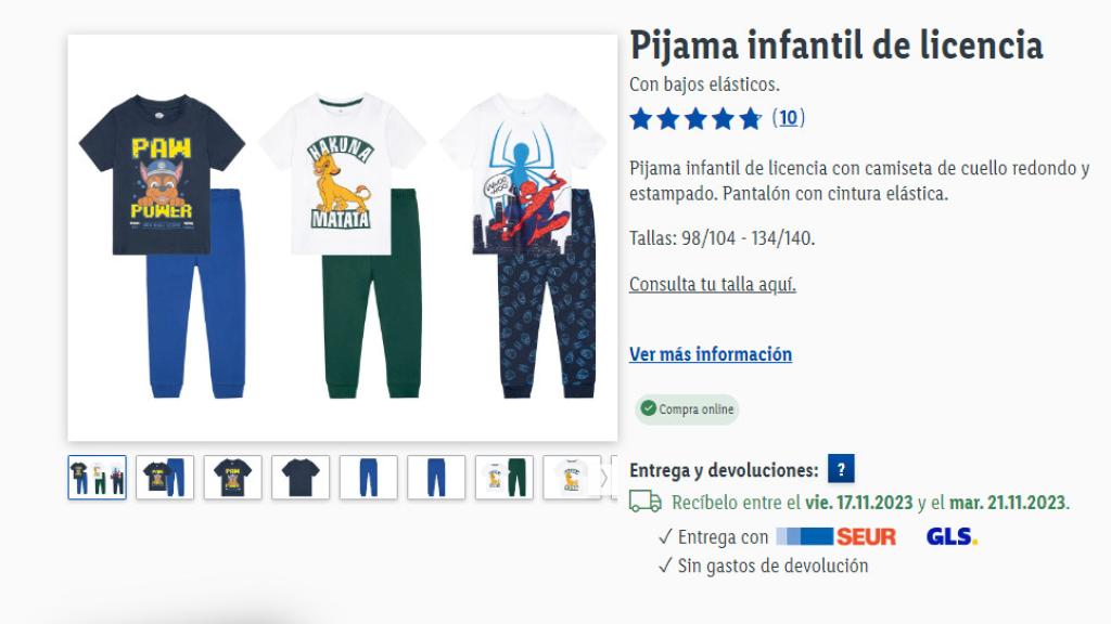 Pijama infantil de Lidl