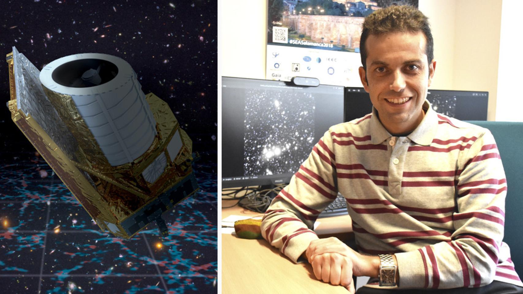 Euclid a la izquierda (Fotografía ESA-European Space Agency) y Fernando Buitrago a la derecha