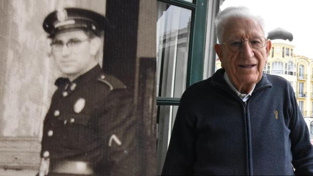 Montaje con dos fotografías de Balbino Lozano: una como agente y otra en la actualidad