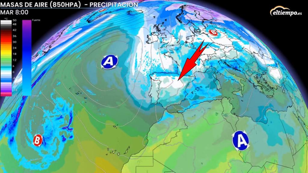 La masa de aire frío que hará su entrada la semana que viene. ElTiempo.es
